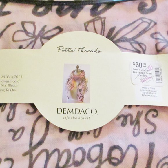 NWT! Demdaco Poetic Threads by Lori Siebert Grandma Rectangle Scarf, Peach Ombre - Picture 5 of 13